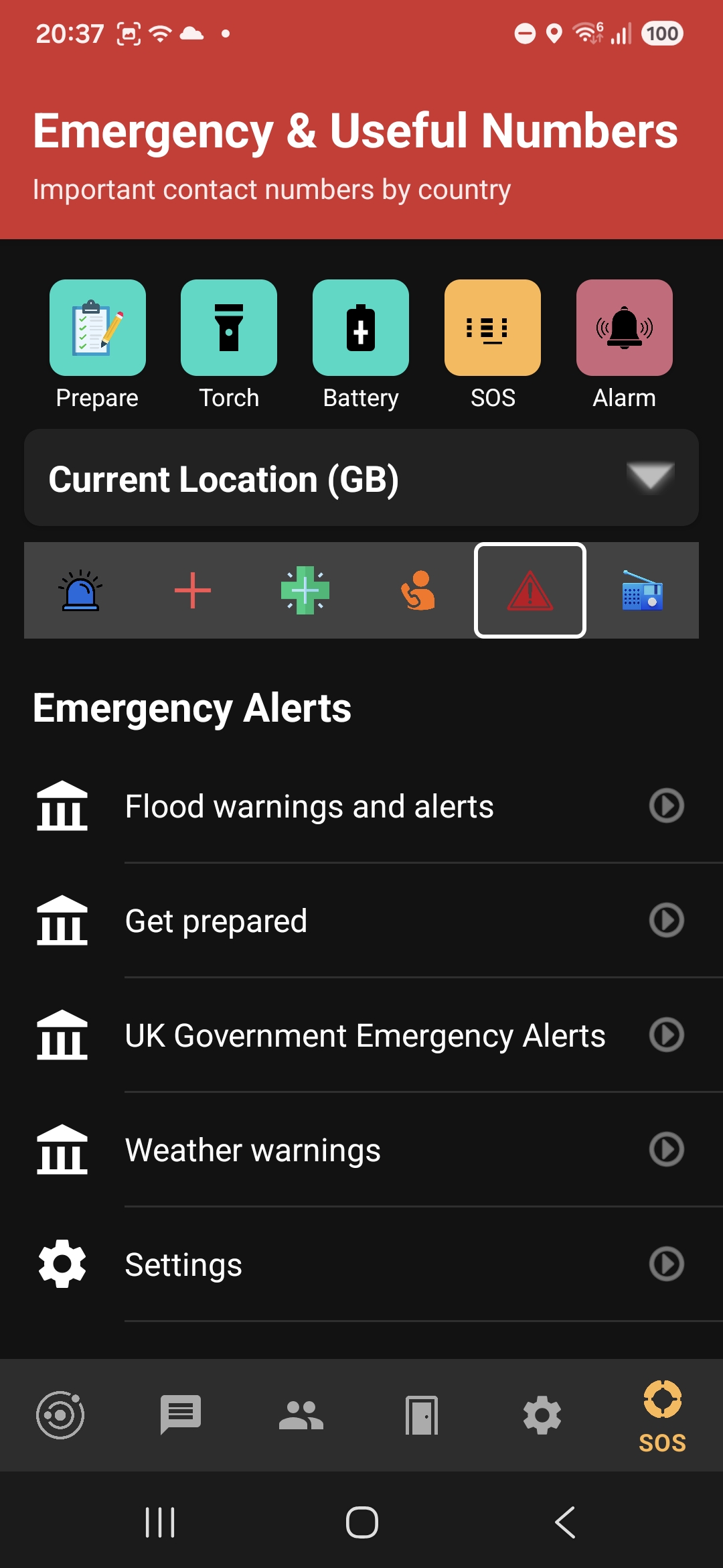Live emergency alerts feed