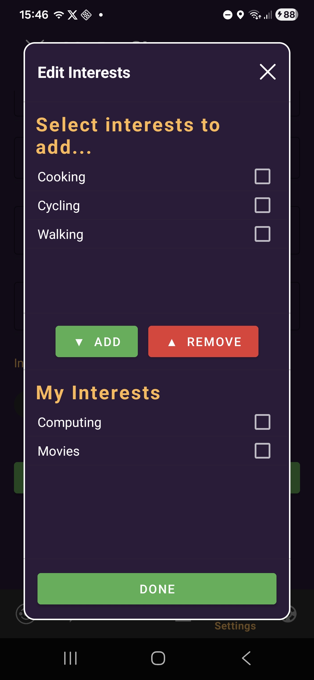 Interests and profile tags