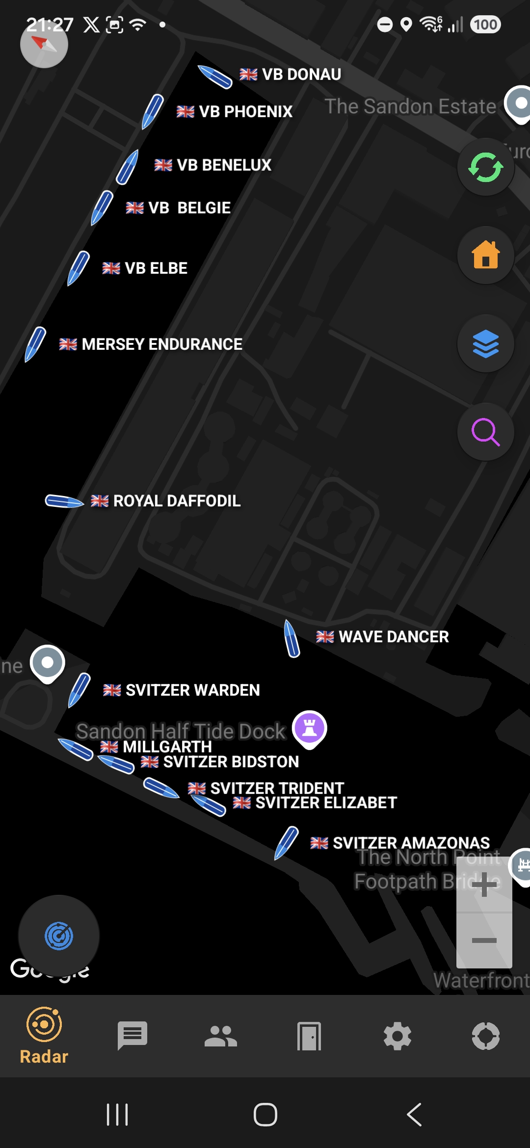 Named boats docked in harbour