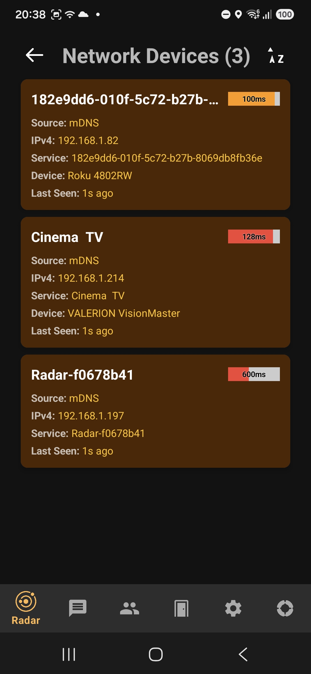 All devices discovered on local network