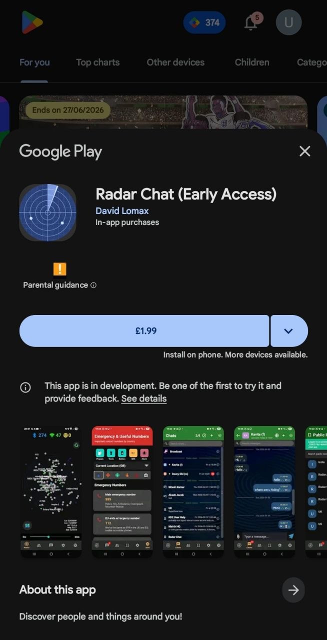 Radar on the Google Play Store listing