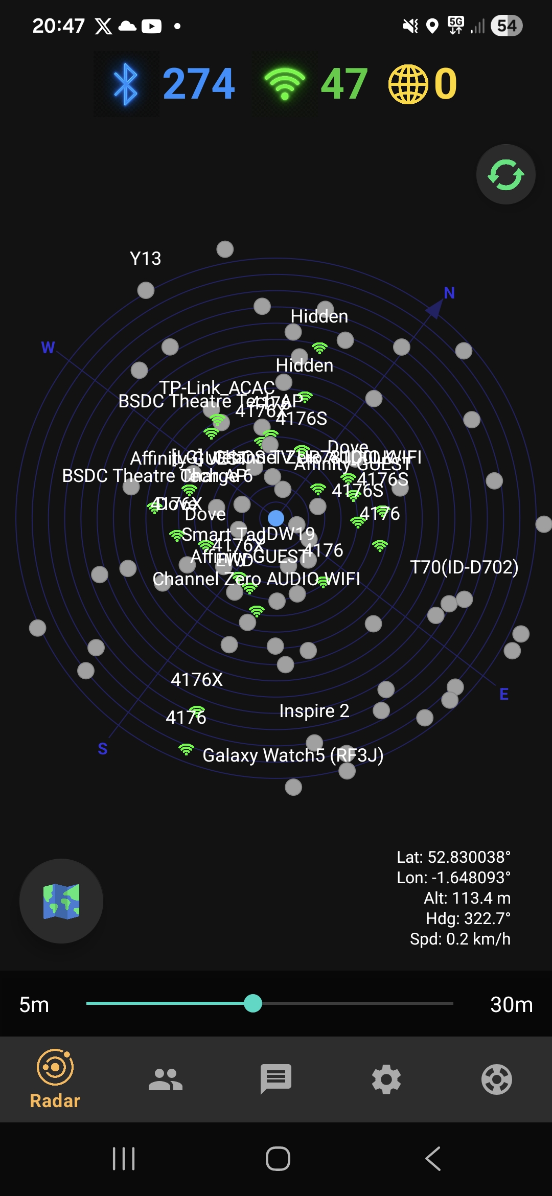Busy radar with multiple contacts