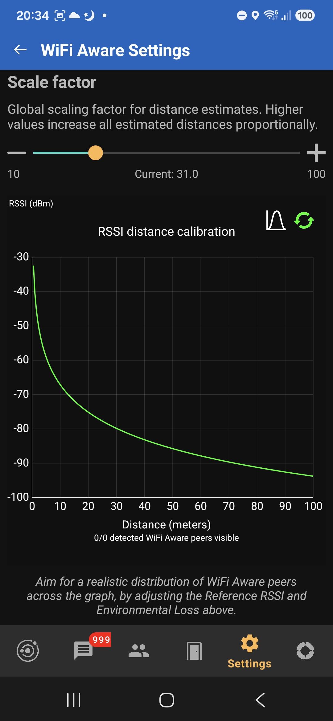 WiFi Aware NAN distance calibration